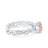 Celtic Weave Braided Style Oval Wedding Engagement Ring Simulated Cubic Zirconia 925 Sterling Silver