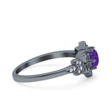 Halo Art Deco Cluster Floral Wedding Engagement Ring Round Simulated Cubic Zirconia 925 Sterling Silver