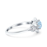 Halo Art Deco Cluster Floral Wedding Engagement Ring Round Simulated Cubic Zirconia 925 Sterling Silver