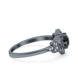 Halo Art Deco Cluster Floral Wedding Engagement Ring Round Simulated Cubic Zirconia 925 Sterling Silver