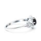 Halo Art Deco Cluster Floral Wedding Engagement Ring Round Simulated Cubic Zirconia 925 Sterling Silver