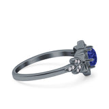 Halo Art Deco Cluster Floral Wedding Engagement Ring Round Simulated Cubic Zirconia 925 Sterling Silver