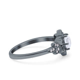 Halo Art Deco Cluster Floral Wedding Engagement Ring Round Simulated Cubic Zirconia 925 Sterling Silver