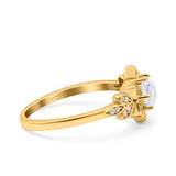 Halo Art Deco Cluster Floral Wedding Engagement Ring Round Simulated Cubic Zirconia 925 Sterling Silver