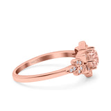 Halo Art Deco Cluster Floral Wedding Engagement Ring Round Simulated Cubic Zirconia 925 Sterling Silver