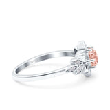 Halo Art Deco Cluster Floral Wedding Engagement Ring Round Simulated Cubic Zirconia 925 Sterling Silver