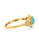 Halo Art Deco Cluster Floral Wedding Engagement Ring Round Simulated Cubic Zirconia 925 Sterling Silver