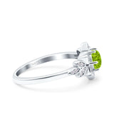 Halo Art Deco Cluster Floral Wedding Engagement Ring Round Simulated Cubic Zirconia 925 Sterling Silver