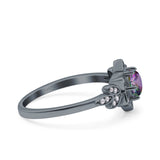 Halo Art Deco Cluster Floral Wedding Engagement Ring Round Simulated Cubic Zirconia 925 Sterling Silver