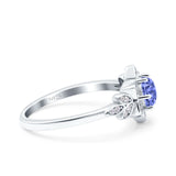 Halo Art Deco Cluster Floral Wedding Engagement Ring Round Simulated Cubic Zirconia 925 Sterling Silver