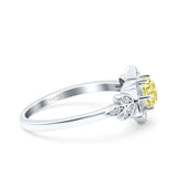 Halo Art Deco Cluster Floral Wedding Engagement Ring Round Simulated Cubic Zirconia 925 Sterling Silver