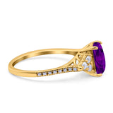 Art Deco Emerald Cut Wedding Bridal Ring Round Simulated Cubic Zirconia 925 Sterling Silver