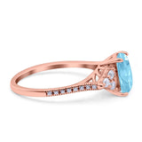 Art Deco Emerald Cut Wedding Bridal Ring Round Simulated Cubic Zirconia 925 Sterling Silver