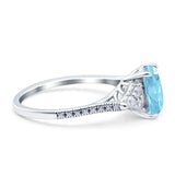 Art Deco Emerald Cut Wedding Bridal Ring Round Simulated Cubic Zirconia 925 Sterling Silver