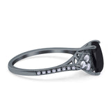 Art Deco Emerald Cut Wedding Bridal Ring Round Simulated Cubic Zirconia 925 Sterling Silver