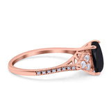 Art Deco Emerald Cut Wedding Bridal Ring Round Simulated Cubic Zirconia 925 Sterling Silver