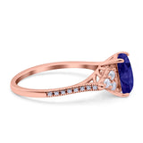 Art Deco Emerald Cut Wedding Bridal Ring Round Simulated Cubic Zirconia 925 Sterling Silver