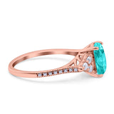 Art Deco Emerald Cut Wedding Bridal Ring Round Simulated Cubic Zirconia 925 Sterling Silver