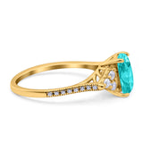 Art Deco Emerald Cut Wedding Bridal Ring Round Simulated Cubic Zirconia 925 Sterling Silver