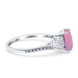 Art Deco Emerald Cut Wedding Bridal Ring Round Simulated Cubic Zirconia 925 Sterling Silver