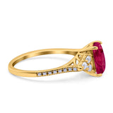 Art Deco Emerald Cut Wedding Bridal Ring Round Simulated Cubic Zirconia 925 Sterling Silver