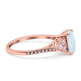 Art Deco Emerald Cut Wedding Bridal Ring Round Simulated Cubic Zirconia 925 Sterling Silver