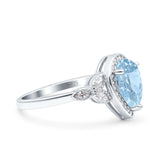 Halo Art Deco Wedding Pear Bridal Ring Marquise Round Simulated Cubic Zirconia 925 Sterling Silver