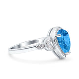 Halo Art Deco Wedding Pear Bridal Ring Marquise Round Simulated Cubic Zirconia 925 Sterling Silver