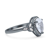 Halo Art Deco Wedding Pear Bridal Ring Marquise Round Simulated Cubic Zirconia 925 Sterling Silver