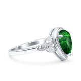 Halo Art Deco Wedding Pear Bridal Ring Marquise Round Simulated Cubic Zirconia 925 Sterling Silver