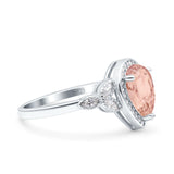 Halo Art Deco Wedding Pear Bridal Ring Marquise Round Simulated Cubic Zirconia 925 Sterling Silver