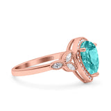 Halo Art Deco Wedding Pear Bridal Ring Marquise Round Simulated Cubic Zirconia 925 Sterling Silver