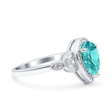 Halo Art Deco Wedding Pear Bridal Ring Marquise Round Simulated Cubic Zirconia 925 Sterling Silver