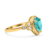 Halo Art Deco Wedding Pear Bridal Ring Marquise Round Simulated Cubic Zirconia 925 Sterling Silver