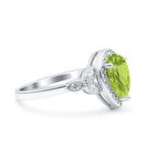 Halo Art Deco Wedding Pear Bridal Ring Marquise Round Simulated Cubic Zirconia 925 Sterling Silver