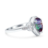 Halo Art Deco Wedding Pear Bridal Ring Marquise Round Simulated Cubic Zirconia 925 Sterling Silver
