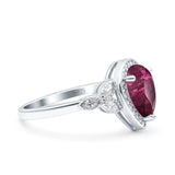 Halo Art Deco Wedding Pear Bridal Ring Marquise Round Simulated Cubic Zirconia 925 Sterling Silver