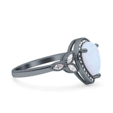 Halo Art Deco Wedding Pear Bridal Ring Marquise Round Simulated Cubic Zirconia 925 Sterling Silver