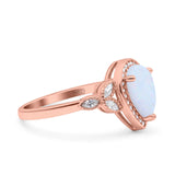 Halo Art Deco Wedding Pear Bridal Ring Marquise Round Simulated Cubic Zirconia 925 Sterling Silver