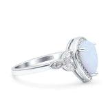 Halo Art Deco Wedding Pear Bridal Ring Marquise Round Simulated Cubic Zirconia 925 Sterling Silver
