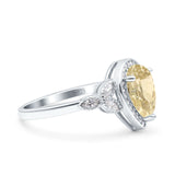 Halo Art Deco Wedding Pear Bridal Ring Marquise Round Simulated Cubic Zirconia 925 Sterling Silver