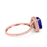 Emerald Cut Art Deco Halo Wedding Bridal Engagement Ring Round Simulated Cubic Zirconia 925 Sterling Silver