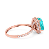 Emerald Cut Art Deco Halo Wedding Bridal Engagement Ring Round Simulated Cubic Zirconia 925 Sterling Silver