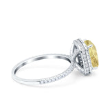 Emerald Cut Art Deco Halo Wedding Bridal Engagement Ring Round Simulated Cubic Zirconia 925 Sterling Silver