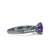 Art Deco Wedding Engagement Bridal Ring Round Simulated Cubic Zirconia 925 Sterling Silver