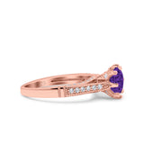 Art Deco Wedding Engagement Bridal Ring Round Simulated Cubic Zirconia 925 Sterling Silver