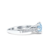 Art Deco Wedding Engagement Bridal Ring Round Simulated Cubic Zirconia 925 Sterling Silver