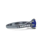 Art Deco Wedding Engagement Bridal Ring Round Simulated Cubic Zirconia 925 Sterling Silver