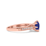 Art Deco Wedding Engagement Bridal Ring Round Simulated Cubic Zirconia 925 Sterling Silver