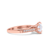 Art Deco Wedding Engagement Bridal Ring Round Simulated Cubic Zirconia 925 Sterling Silver